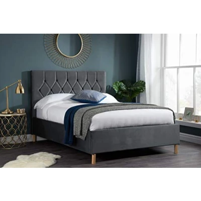 Image of Birlea 120CM LOXLEY OTTOMAN BED GREY, Fabric, Small Double