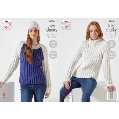 Image of King Cole Celestial Super Chunky Knitting Pattern Ladies Sweaters &amp; Hat (6066)