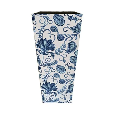 Image of Rebecca Mobili Umbrella Stand Canvas Mdf White Blue Vintage Corridor entrance 50 x 21 cm (H W D) Art. RE6279