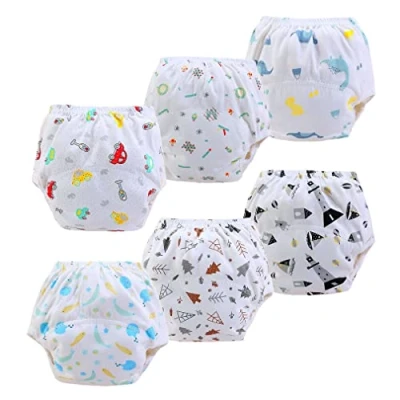 Image of FedMois Baby Potty Training Pants Boys Girls Underwear Reusable (6 Pack), Dinosaurs, 1 2 Years