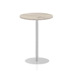 Image of Italia 800mm Poseur Round Table Grey Oak Top 1145mm High Leg