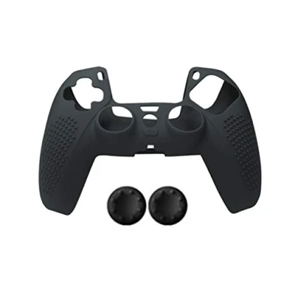 Image of Anti Slip Silicone Protective Case Cover Skin Grip with Joystick Caps for PlayStation 5 PS5 Controller Gamepad (Black)