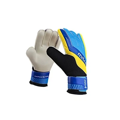 Image of Mitre Magnetite Goalkeeper Gloves Be Football Match Ready Extra Comfort, Black/Blue/Yellow, Size 10