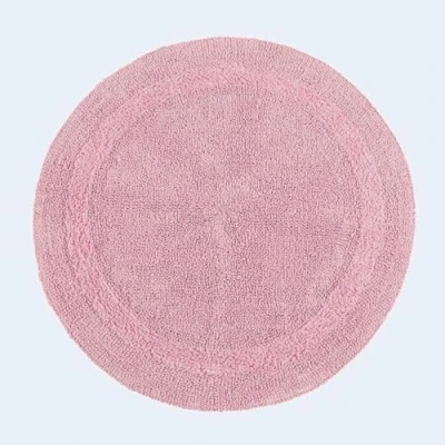 Image of HOMESCAPES Round Bathroom Mat, Luxury 1600gsm Extra Soft 100% Cotton, Reversible Bath Mat Non Slip, Washable, Super Absorbent, Quick Dry, Blush Pink Rug, 80cm
