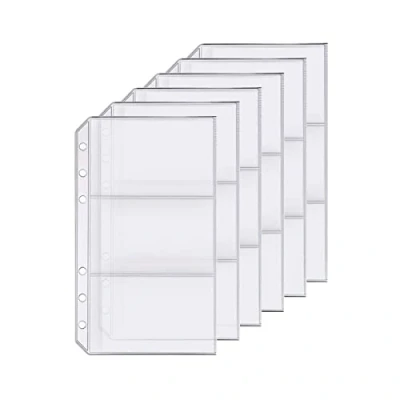 Image of 6 Pack A6 Holes Binder Name Card Holder Plastic Business Organizer Coupon Waterproof for Personal Organiser (Name Holder, A6)