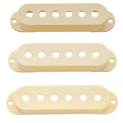 Image of Musiclily Pro Plastic 50/50/52mm Single Coil Pickup Covers Set for Import Strat Squier Electric Guitar, Cream(Set of 3)