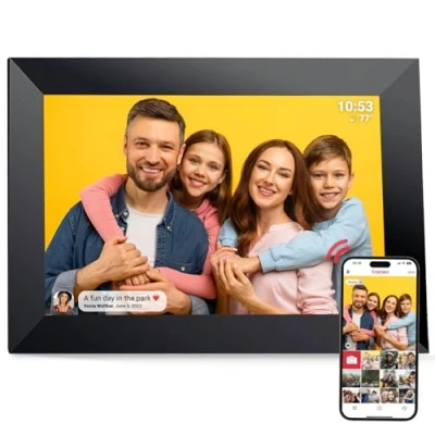 Image of Frameo Digital Picture Frame VESWWE 10.1 IN Photo WiFi 1280x800 IPS Touch Screen 32GB Storage Auto Rotation Instantly Share Photos and Videos Via the App