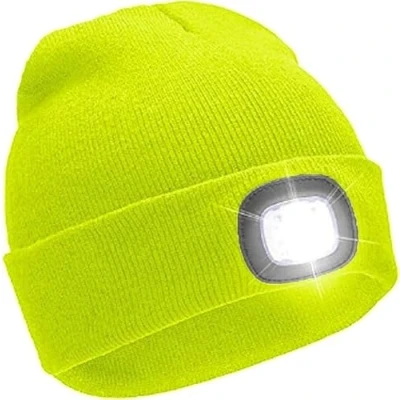 Image of Tomsey Thermal Winter Hat Thinsulate LED Beanie Bobble Hat, Hi Vis, Rechargable or Battery Running Chunky Fleece, Unisex Warm Christmas (Hi Vis Hat)