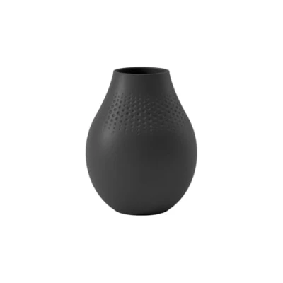 Image of Villeroy &amp; Boch Collier Noir Vase Perle No. 2, 16x16x20 cm, Premium Porcelain, Black