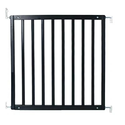 Image of Safetots No Trip Wooden Stair Gate, 72cm 79cm, Black, Safety Screw Fit Baby Stylish and Practical Barrier