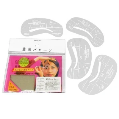 Image of Accessotech 4 Eyebrow Shaping Stencils Eye Brow Grooming Kit Makeup Template DIY Beauty Tool