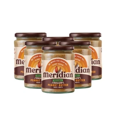 Image of Meridian Organic Peanut Butter, Smooth No Salt 280 g (Pack of 6)