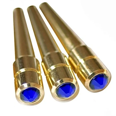 Image of Pack of 3 Austrian Crystal/Rhinestone cribbage pegs 25mm solid Brass (Blue)