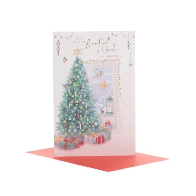 Image of UK Greetings Christmas Card for Auntie &amp; Uncle Tree Design