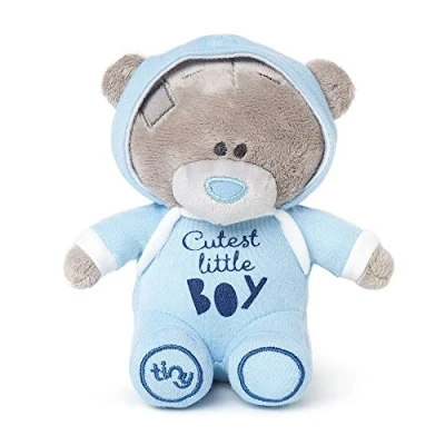 Image of Me to You Tiny Tatty Teddy &#039;Cutest Little Boy&#039; Bear in Blue Baby Grow Official Collection