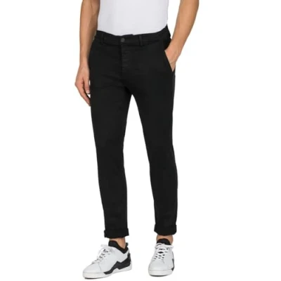 Image of REPLAY Adult M9627 Zeumar Hyperchino Color Xlite Trouser, Black 040 1, 31W / 30L
