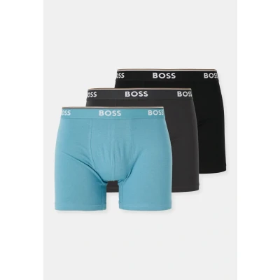 Image of BOSS Men&#039;s Cotton Stretch Boxer Briefs, 3 Pack, Black/Blue/Dark Grey (UK, Alpha, M, Regular, 987open Miscellaneous)