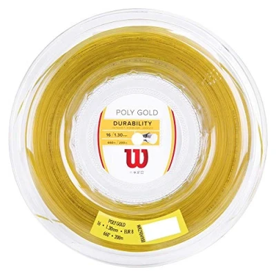 Image of Wilson Poly Gold Tennis String, Polyester, 16, Diameter: 1.3 mm, Orange, 200 m, 1 Roll