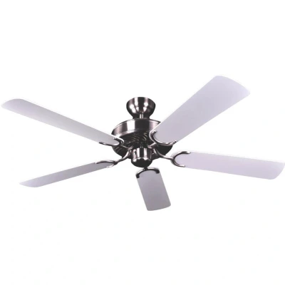 Image of Potkuri 52 inch / 132 cm Aged Silver Ceiling Fan without Lights with Pull Cord and Blade Colour White
