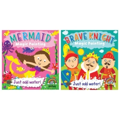 Image of Children&#039;s Magic Paint with Water Books, Mermaid &amp; Knight Set of 2
