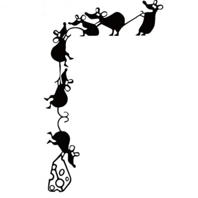 Image of Luxylei Mouse Stealing Cheese Wall Art Sticker Removable Funny Mice Vinyl Decal for Home Skirting Board Bedroom Living Room