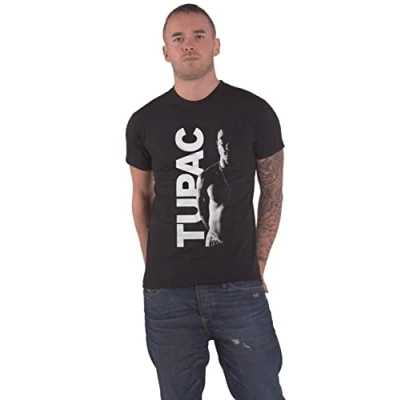 Image of Tupac T Shirt 2PAC Side Photo Logo Official Mens Black L