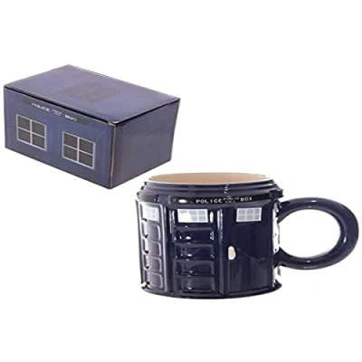 Image of Puckator Round Police Box Ceramic Shaped Mug, Tea Coffee Hot Drinks, Decorative Gift Box, Home Kitchen Office Height 10.5cm Width 14.5cm Depth 9.5cm