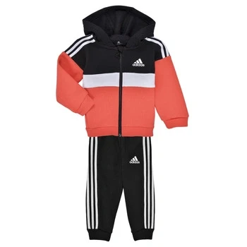 Image of adidas Tiberio 3 Stripes Colorblock Fleece Track Suit boys&#039;s Sets &amp; Outfits in Black