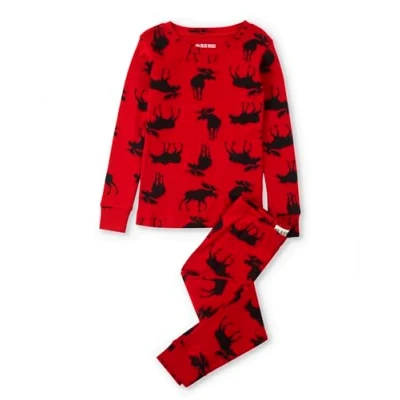 Image of Hatley Women&#039;s Pj Ovl Moose on Red Pyjama Sets, (Moose ), 10 Manufacturer Size Years UK