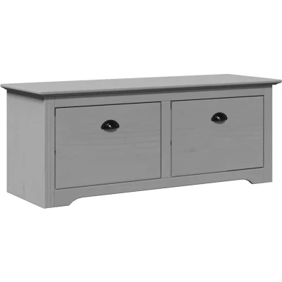 Image of vidaXL Hallway Bench BODO Grey, Pinewood &amp; Engineered Wood, 114x40x45 cm Entryway Storage Seating
