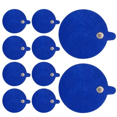 Image of Med Fit TENS Electrodes 60mm Round Stud Replacement Electrode Pads Pack of 8 in Total (Blue, 6 cm Round)