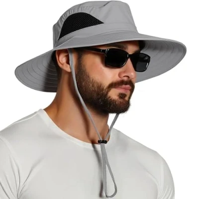 Image of EINSKEY Unisex Sun Hat, Waterproof Wide Brim Bucket Hat Packable Boonie for Fishing Hiking Gardening Safari Beach Army Green