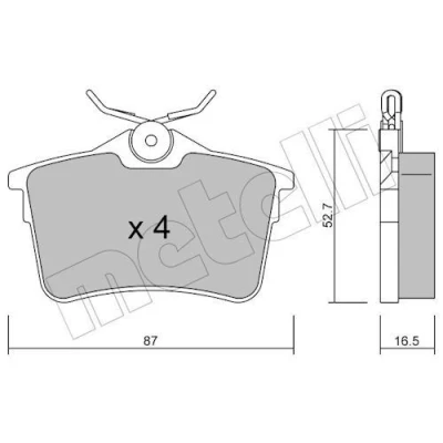 Image of 1608520480, 1623063180, 1623180680, 1668247580, 425414 Brake pad set METELLI 22 0816 0 excl. wear warning contact PEUGEOT: Partner II Tepee