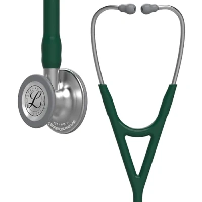 Image of 3M Littmann Cardiology IV Diagnostic Stethoscope, Standard Finish Chestpiece, Hunter Green Tube, Stainless Stem and Headset, 69 cm, 6155