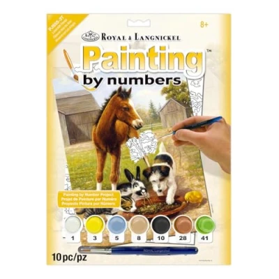 Image of Royal &amp; Langnickel 11 x 15 inch Lunch With Friends Pre Printed Paint by Number Painting Set
