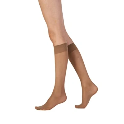 Image of Pretty Polly Women&#039;s Medium Support Knee Highs 2PP Socks, 15 DEN, Beige (Nude Nude), One Size (Size:OS) (Pack of 3)
