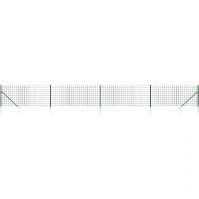 Image of vidaXL Wire Mesh Fence with Spike Anchors Green 1x10 m
