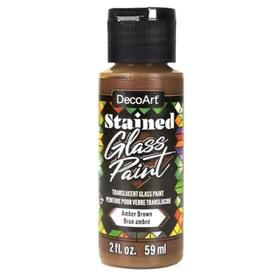 Image of Deco Art Translucent Stained Glass Acrylic Paint 59ml (2oz) Amber Brown
