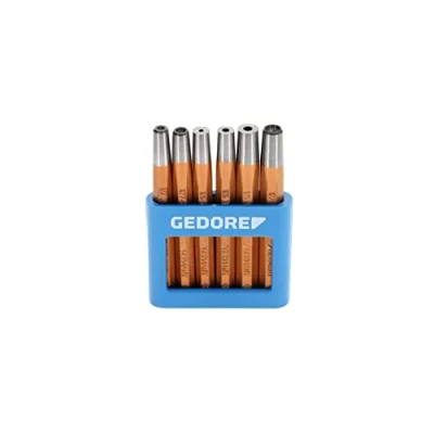 Image of GEDORE Rivetting setter and snap die set, 6 piece Hardened for impact tools, in PVC holder, 125 B