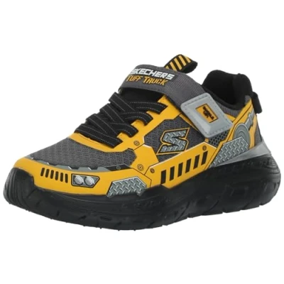 Image of Skechers Boys Trainers, Charcoal Synthetic/Textile/Yellow Trim, 5 UK