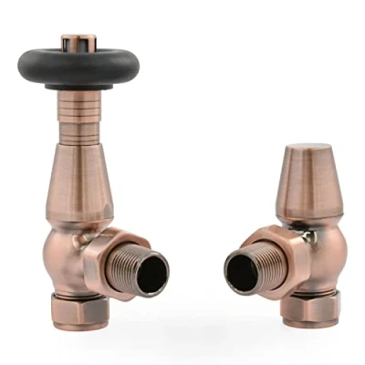 Image of Hot Flow Jordan Traditional Thermostatic Radiator Valve (Angled TRV) (Antique Copper)