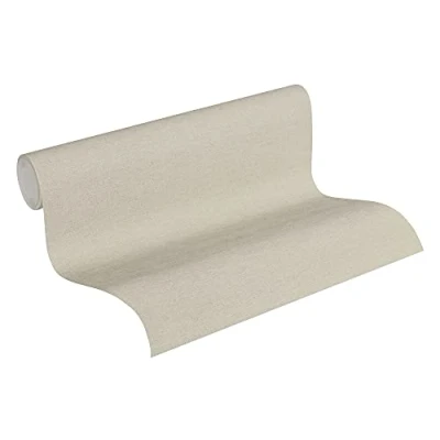 Image of A.S. Création Plain Wallpaper Cuba Non Woven 10.05 m x 0.53 Beige Grey Made in Germany 371782 37178 2