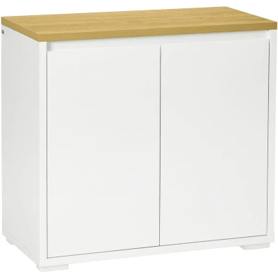 Image of HOMCOM Kitchen Sideboard, Storage Cabinet with Double Doors and Adjustable Shelf for Living Room, Entryway, White