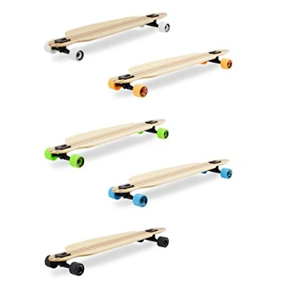 Image of Two Bare Feet &#039;The Duke&#039; 41in Dropthrough Bamboo Series Premium Longboard Skateboard (Blue wheels)