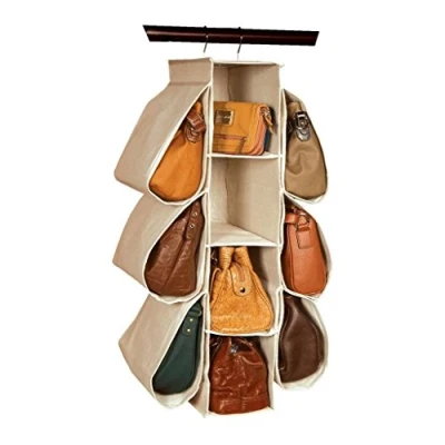 Image of LONGTEAM Homewares Nonwoven Purse Handbag Organiser 10 Pockets Hanging Closet Storage Bag