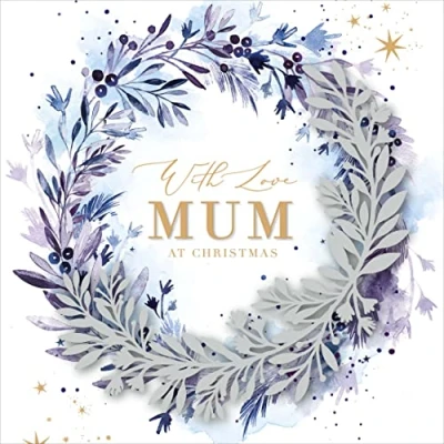 Image of with Love Mum Foiled &amp; Embellished Christmas Greeting Card Special Xmas Cards 670484