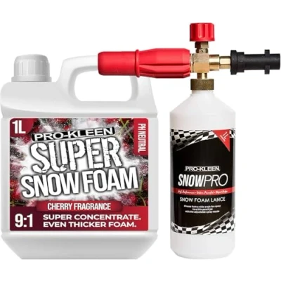 Image of Pro Kleen Super Snow Foam 1 Litre Car Shampoo with Lance Produces Extra Thick pH Neutral &amp; Concentrate Formula (Cherry, Litre)
