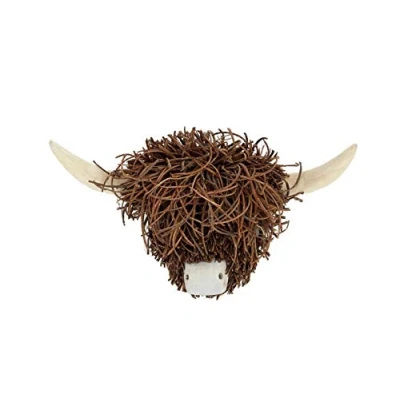 Image of Voyage Maison Highland Cow Wooden Wall Sculpture Decoration Willow Wood &amp; Rattan Sculptures