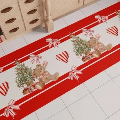 Image of PETTI Artigiani Italiani Christmas Kitchen Mat, Runner, Non Slip and Washable Mat for Christmas, 52 x 180 cm, Made in Italy