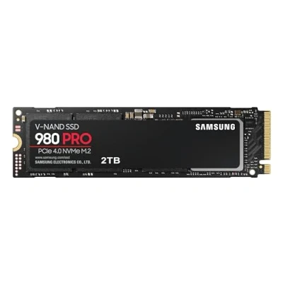 Image of Samsung 980 PRO M.2 NVMe SSD (MZ V8P2T0BW), 2 TB, PCIe 4.0, 7,000 MB/s Read, 5,000 Write, Internal Solid State Drive